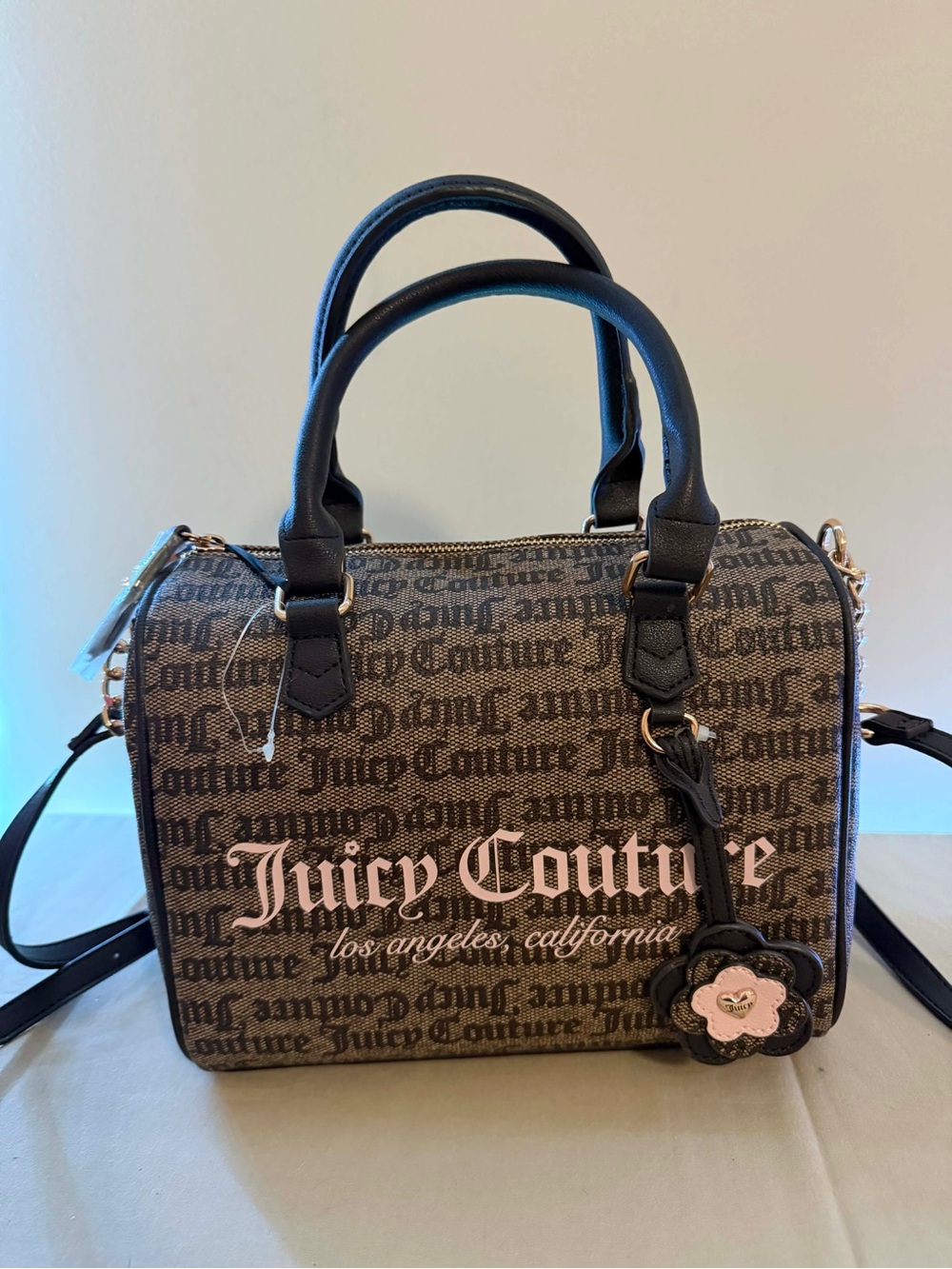 Juicy Couture Brown Logo Satchel Bag with Pink Accents